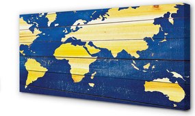 Duży obraz na płótnie Mapa na Niebieskim Drewnie
