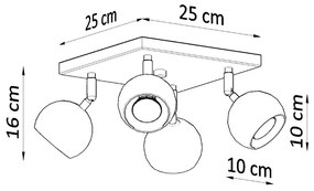 Czarna lampa punktowa 25x25 cm Ollo – Nice Lamps