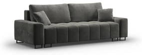 Szara aksamitna rozkładana sofa ze schowkiem 250 cm Wicklow – Cosmopolitan Design