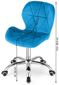 Królewskoniebieskie krzesło biurowe AVOLA VELVET