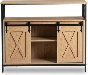 Komoda ARLO 100 cm z Półkami Dąb/Czarny Loftowa