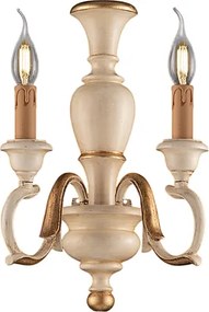 Kinkiet Fiorenza 2-punktowy z drewna w kolorze kości słoniowej i złota, .18 P.16 BL172-AP2-AV