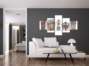 Obraz - Domy akwarelowe (125x70 cm)