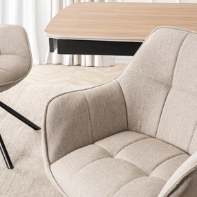 Zestaw Stół Rozkładany VERONA 160-240 cm Dąb/Czarny i 4 Krzesła PEONY 2 Beżowe