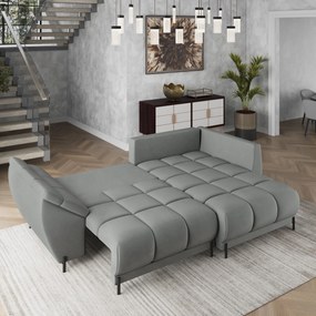 Masseno Narożnik VESTANO  z funkcją spania i pojemnikiem na pościel Narozniki L, Rozkładana sofa - Szary, MATT VELVET 85