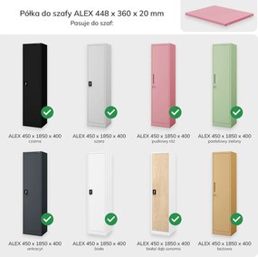 Półka do szafy ALEX, 448 x 360 x 20 mm, Fresh Style: pudrowa róż