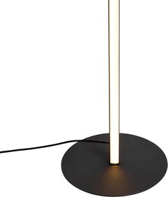 Designerska lampa podłogowa czarna z lampką do czytania, w tym LED ze ściemniaczem dotykowym - Throttle