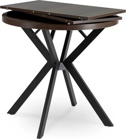 Stół Okrągły Rozkładany DORIAN 80-160 cm Orzech/Czarny Loft