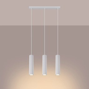 Lampa wisząca KARBON 3L biała ryflowana SOLLUX  LIGHTING