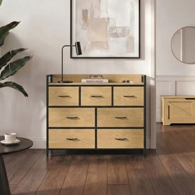 Komoda z Szufladami HUDSON 98 cm Dąb/Czarny Loft