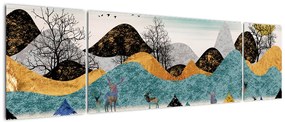 Obraz graficzny z jeleniem (170x50 cm)