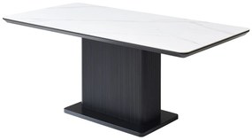 Stół do jadalni dla 6 osób z ceramiki i MDF - Efekt białego marmuru i Czarny - LAOMINIA
