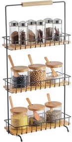 MSV Trzypoziomowy stojak kuchenny Elie 29,5 x 15,5 x 58,5 cm, czarny