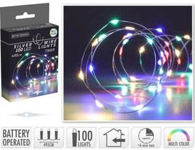 Drut świetlny z timerem Silverlights 100 LED, kolorowy, 495 cm