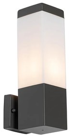 Zewnetrzna Nowoczesna lampa ścienna zewnętrzna ciemnoszara z opalizującym szkłem - Malios Nowoczesny Oswietlenie zewnetrzne