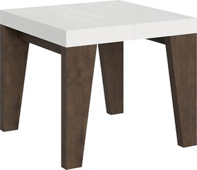 Stół rozkładany 90x90/246 cm Naxy Mix Blat z białego jesionu - Nogi z orzecha włoskiego