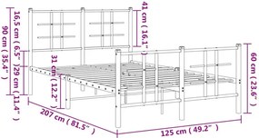 Białe industrialne łóżko metalowe 120x200 cm Zofrox