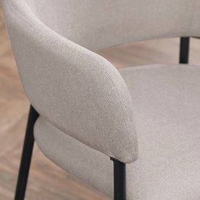HOMCOM Krzesła do jadalni 2 sztuki wygodne tapicerowane len metalowa rama beżowe do 120 kg | Aosom PL