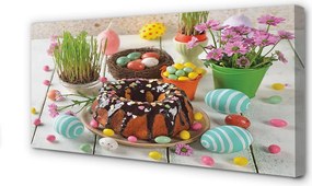 Zdjęcie na płótnie Ciasto, Jajka i Kwiatki Wielkanocne