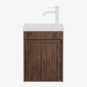 Zestaw Wiszących Mebli Łazienkowych Zintegrowany Z Umywalką Narek Ciemna Czerń & Bezlusterkowiec & Biała - Sklum