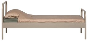 Beżowe metalowe łóżko jednoosobowe ze stelażem 90x200 cm Mata – WOOOD
