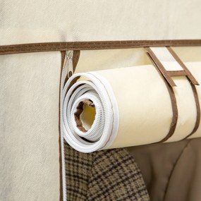 HOMCOM Szafa na ubrania z tkaniny Kremowobiała z 2 drążkami i 6 półkami 103x43x1625cm | Aosom PL