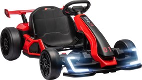HOMCOM Gokart Elektryczny dla Dzieci z Klaksonem i Funkcją Muzyki, Regulowane Siedzisko, do 12 km/h, Tworzywo Sztuczne, Metal, Czerwony