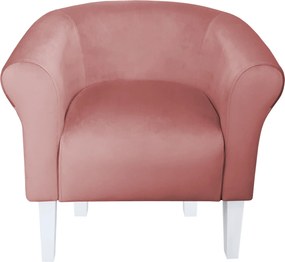 Fotel Milo tkanina Welur wygodny fotel tapicerowany do salonu i sypialni : Kolor nogi - Biała, Kolor tkaniny - VELVET - MG58, Wysokość nogi - 20 cm