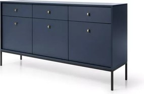 Komoda Gerra 3 – nowoczesna, elegancka komoda z 3 drzwiami i 3 szufladami, na wysokich metalowych nogach złotych lub czarnych