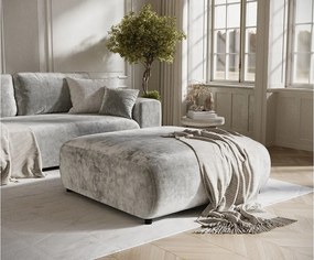 Puf w tkaninie szenilowej Zanzibar - 110x110 cm - jasnoszary