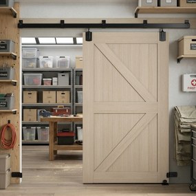 HOMCOM Zestaw do drzwi przesuwnych 244 cm, czarny, dla drzwi pojedynczych | Aosom PL