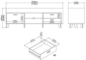 Biało-naturalna szafka pod TV w dekorze dębu 182x62x51 cm Ikast – Tvilum