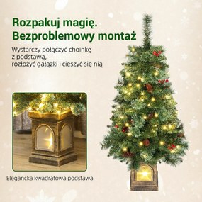 HOMCOM Sztuczna choinka 120 cm z 100 LED, 8 trybów, 214 gałązek | Aosom PL