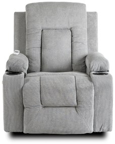 Fotel Masujący BOX 2 Rozkładany z Podnóżkiem Szary Nowoczesny