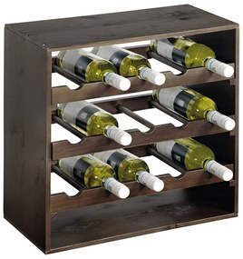 Kesper 69243 Stojak na wino bejcowany na ciemno, 50 x 50 x 25 cm