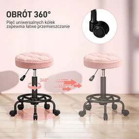 HOMCOM Regulowany hoker obrotowy 50-66 cm 360° obrotowy Ø50 x 50-66 cm Różowy