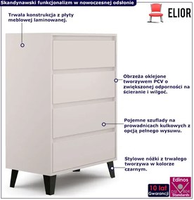 Kaszmirowa komoda z 4 szufladami na nóżkach - Bilgo 5X