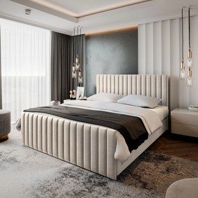 Masseno Łóżko kontynentalne ARION z pojemnikiem na pościel 160x200 cm - Beżowy, PAROS 02