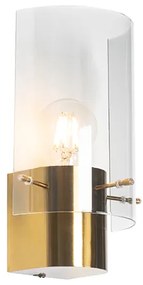 Vintage Lampa ścienna mosiądz z dymionym szkłem - Vidra