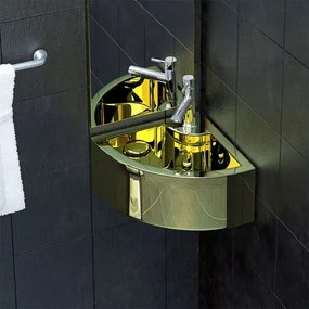 Złota narożna umywalka ceramiczna - Selene