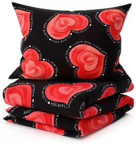 PrzytulneMieszkanie.pl PrzytulneMieszkanie.pl Pościel z polibawełny na 2 łóżka VALENTINE, czarna Rozmiar pościeli: 2 szt 70 x 90 cm | 2 szt 140 x 200 cm