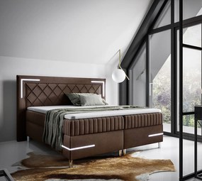 Brązowe welurowe łóżko pikowane z pojemnikiem 5 rozmiarów M0-R10