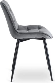 Krzesło Tapicerowane do Jadalni CHRIS Szare Welurowe Nowoczesne Loft