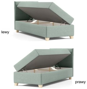 Wygodne i eleganckie łóżko kontynentalne DOMI 90 cm, pudrowy róż, strona lewa