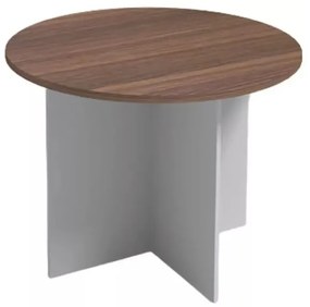 Stół konferencyjny z okrągłym blatem PRIMO GRAY, średnica 100 cm, szary/orzech