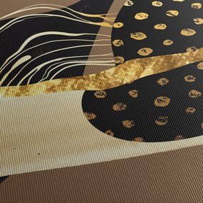 Obraz - Abstrakcja złotobrązowa N⁰1 (z zegarem) (90x30 cm)