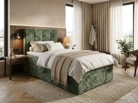 Łóżko tapicerowane boxspring DIRELIS VIBE 90x200 cm ciemnozielone Materac: Materac sprężynowy Bonell