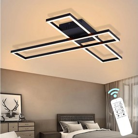 Lampa sufitowa LED NETTLIFE 42W, czarna, nowoczesna, płynnie ściemnialna, o prostokątnym kształcie, do salonu, sypialni, kuchni lub biura