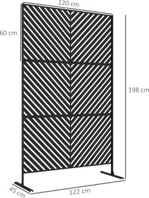 Outsunny Osłona Ogrodowa Geometria Ogrodu, Metal, 122 x 45 x 198 cm, Czarny