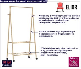 Wieszak na ubrania z półkami i kółkami 96cm - Tempra 3X